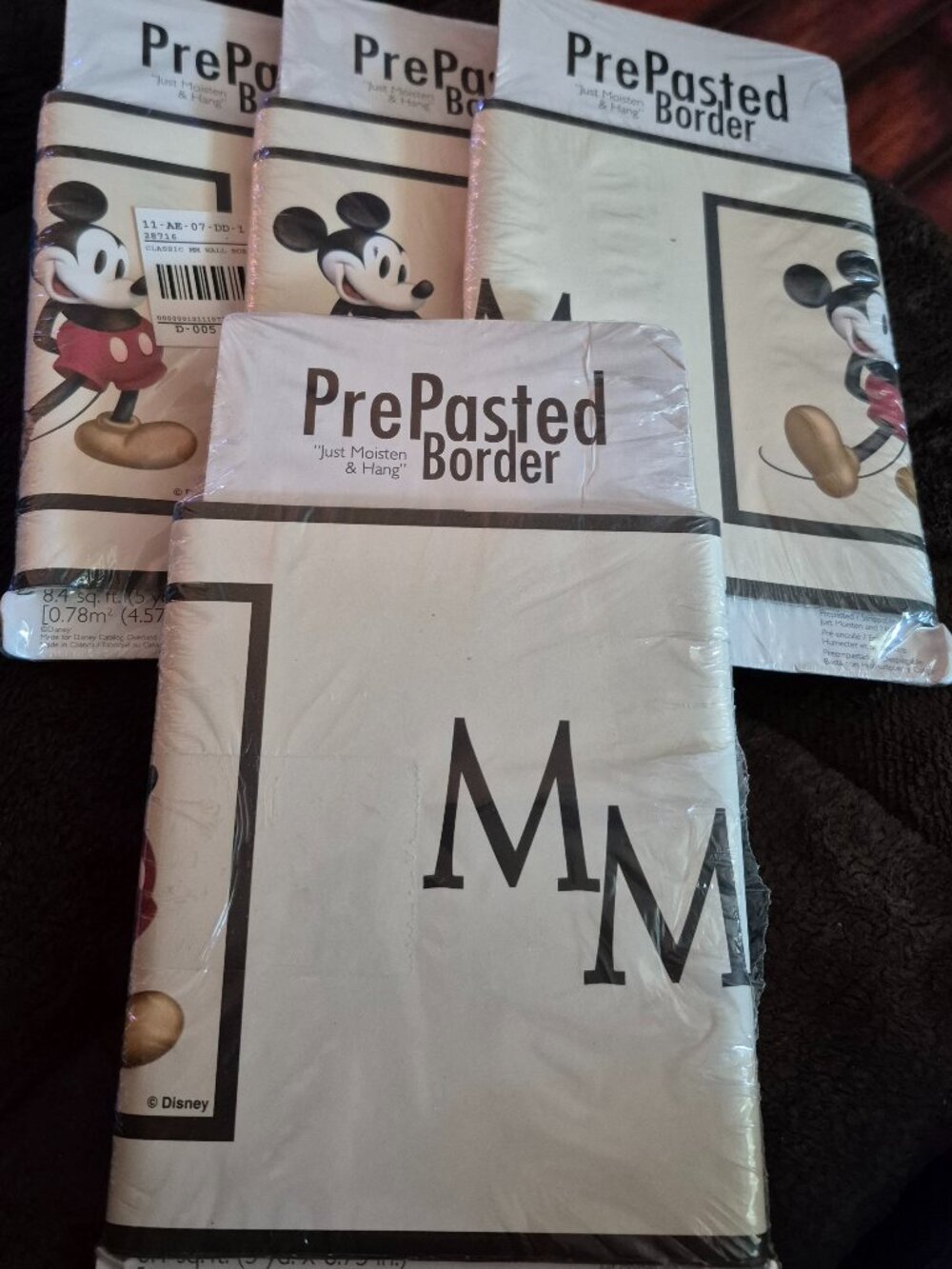Lot of 4 Vintage Disney Mickey Mouse Pre-Pasted Wallpaper Border 20 yds NIP